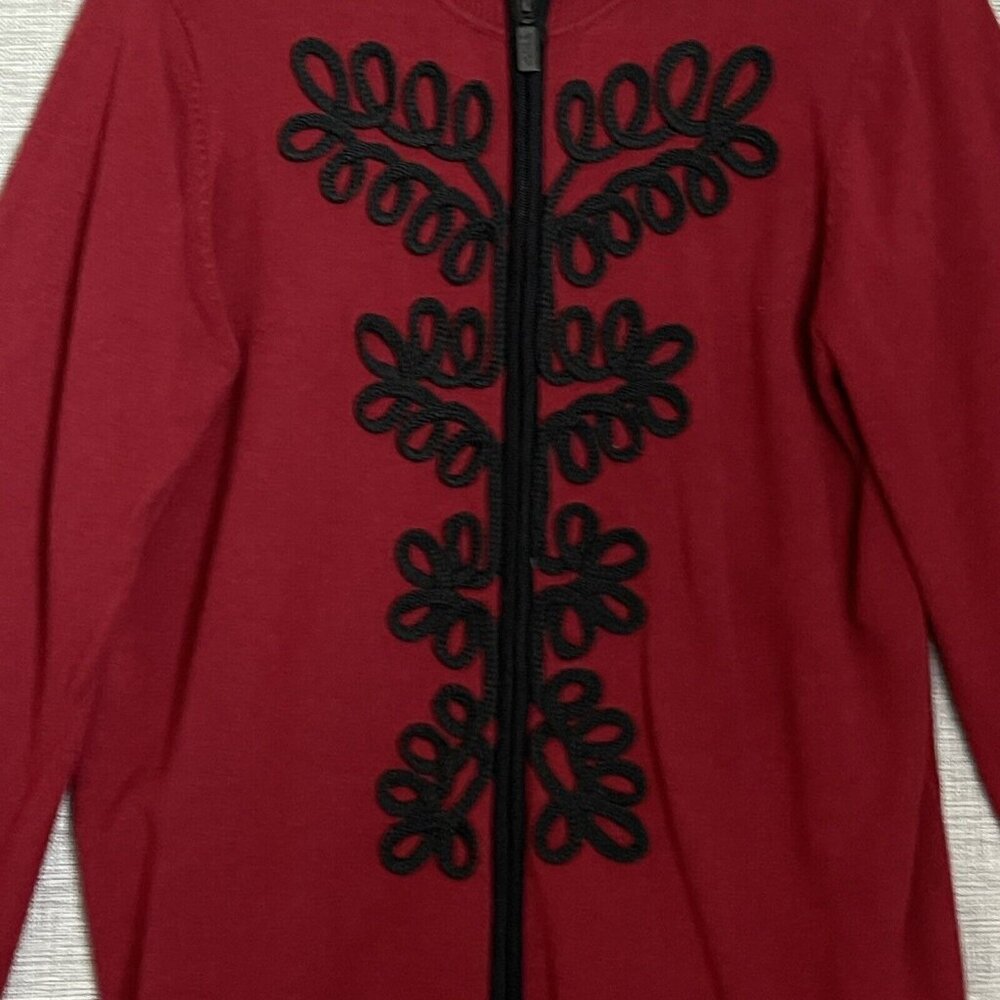 Bob Mackie Wearable Art Sweater Womens Medium Red Black - Picture 3 of 12